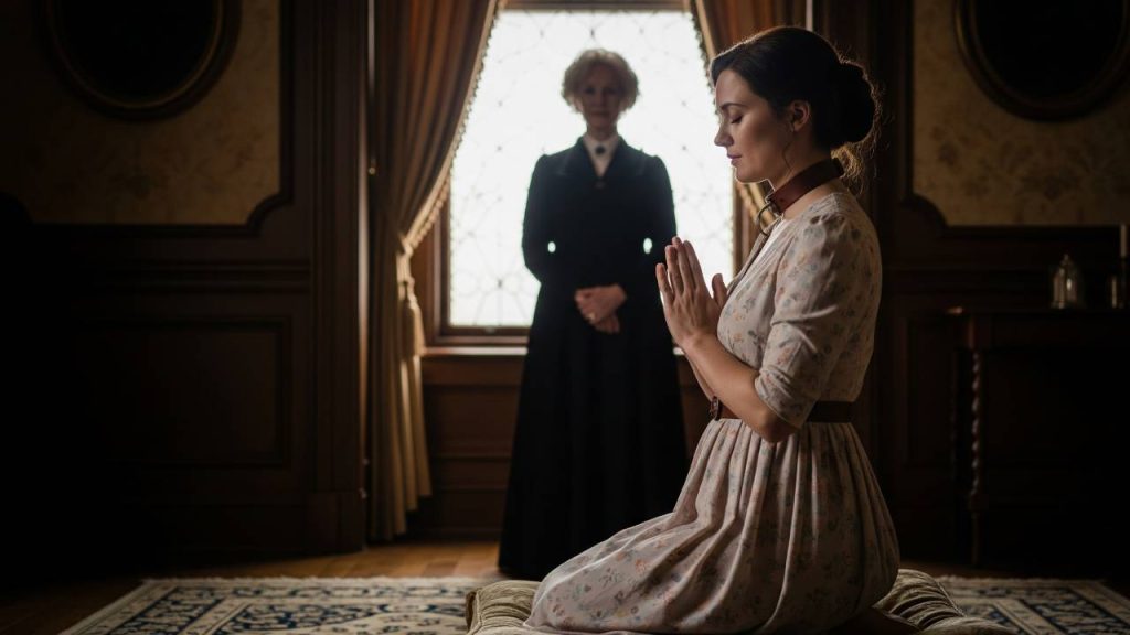 2 Tammy kneels respectfully before Madame Stewart in soft window light, adults, non-sexual.The call answered a willing heart finds its Mistress 2 Tammy kneels respectfully before Madame Stewart in soft window light, adults, non-sexual.The call answered a willing heart finds its Mistress