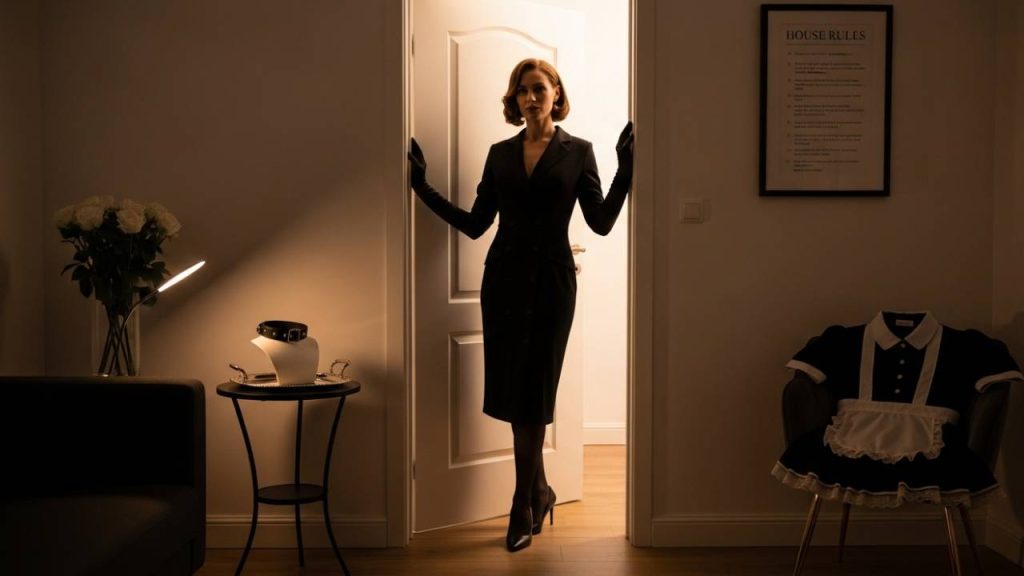 1 Refined BDSM leadership Madame Stewart welcoming sissies into disciplined feminization Refined authority Your training begins at the door