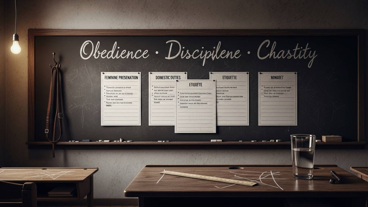 5 Lesson board outlining the sissy curriculum Your studies presentation service etiquette mindset 5 Lesson board outlining the sissy curriculum Your studies presentation service etiquette mindset