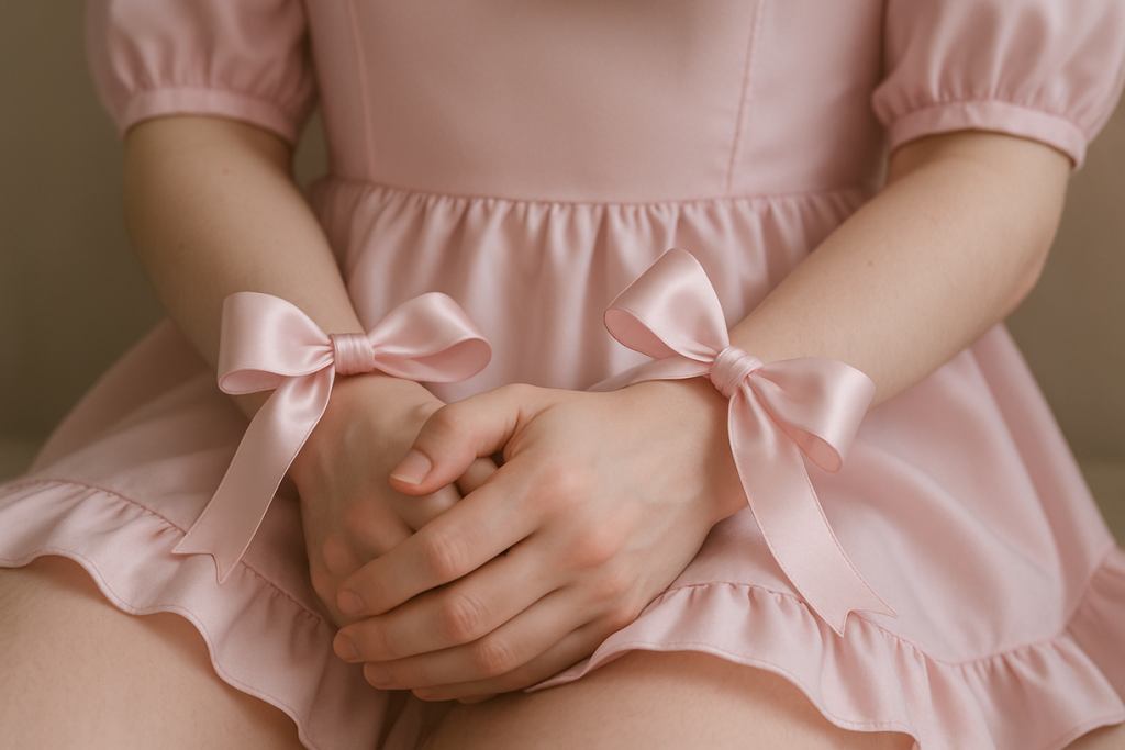 Hands gently bound with satin—obedience and devotion in calm focus.Obedience and devotion are your foundation Hands gently bound with satin—obedience and devotion in calm focus.Obedience and devotion are your foundation